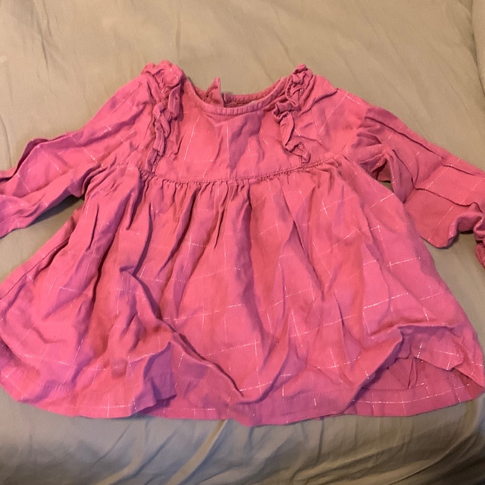 Primark 12-18M square pattern ruffled pink dress